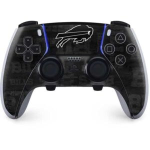 skinit gaming decal skin compatible with ps5 dualsense edge pro controller - officially licensed nfl buffalo bills black & white design