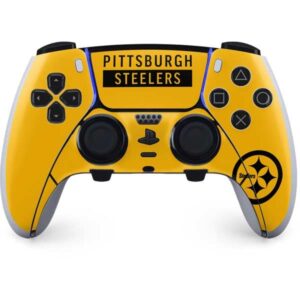 skinit gaming decal skin compatible with ps5 dualsense edge pro controller - officially licensed nfl pittsburgh steelers yellow performance series design
