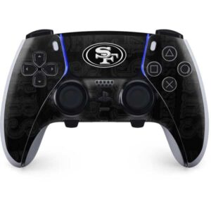 skinit gaming decal skin compatible with ps5 dualsense edge pro controller - officially licensed nfl san franciso 49ers black & white design