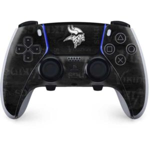 skinit gaming decal skin compatible with ps5 dualsense edge pro controller - officially licensed nfl minnesota vikings black & white design