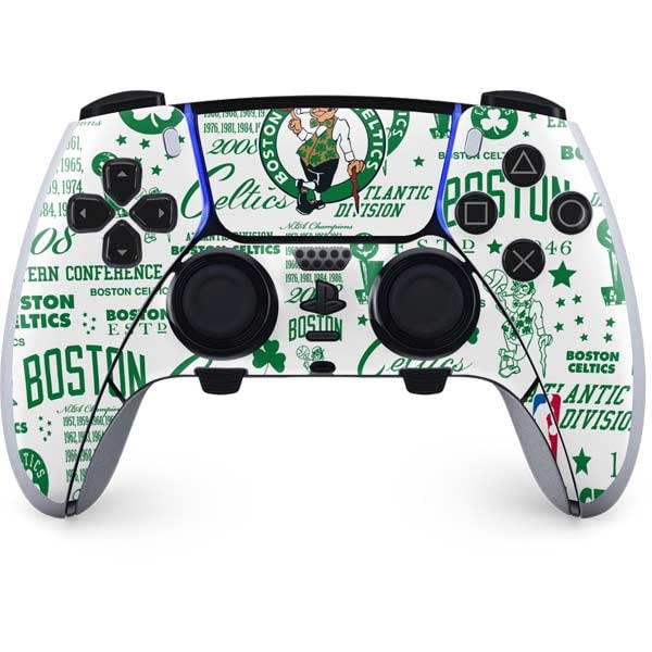 Skinit Gaming Decal Skin Compatible with PS5 DualSense Edge Pro Controller - Officially Licensed NBA Boston Celtics Historic Blast Design