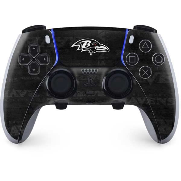 Skinit Gaming Decal Skin Compatible with PS5 DualSense Edge Pro Controller - Officially Licensed NFL Baltimore Ravens Black & White Design