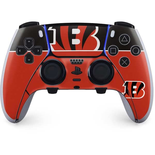 Skinit Gaming Decal Skin Compatible with PS5 DualSense Edge Pro Controller - Officially Licensed NFL Cincinnati Bengals Zone Block Design