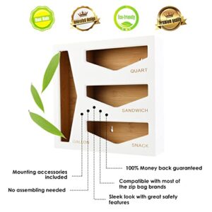Cozee Bay Bamboo Bag Storage Organizer and Drawer Organizer Bundle for Kitchen Drawer (White)