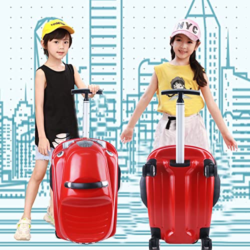 ELDA 20" Kids Ride-on Travel Suitcase Trolley Children's Carry On Hardside Rolling Luggage with Wheels，TSA Lock，Car Design for Boys Girls