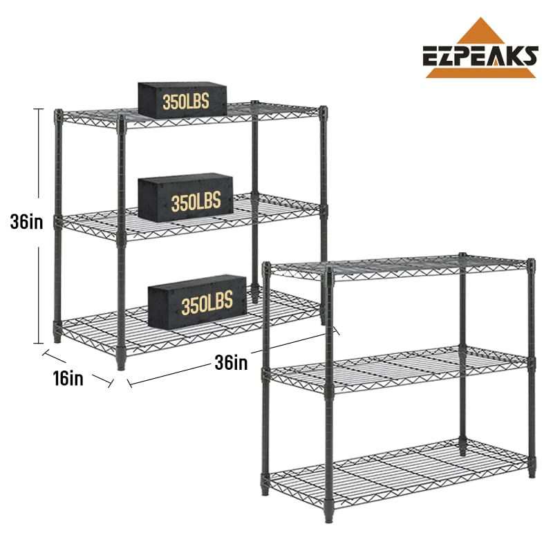 EZPEAKS 6-Shelf Shelving Unit, Changeable into 2 of 3-Shelf Units, Adjustable Heavy Duty Steel Wire Shelves, 350 lbs Loading Capacity Per Shelf (71.5” H, 36” W, 16” D)