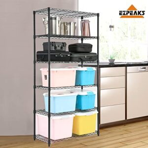 EZPEAKS 6-Shelf Shelving Unit, Changeable into 2 of 3-Shelf Units, Adjustable Heavy Duty Steel Wire Shelves, 350 lbs Loading Capacity Per Shelf (71.5” H, 36” W, 16” D)