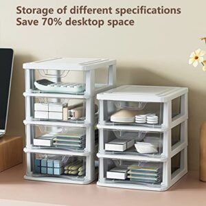 Walbest Sundries Storage Box Drawer Type Sundries Storage Box Container Save Space Dustproof White Triple Layer