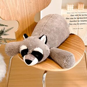 arelux soft raccoon stuffed animals:17.7in raccoon plush cute body pillow hug sleeping plushy fluffy wild animal toys chair decor plushie doll gifts for kids girls boys toddler