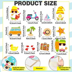 193 Pieces Summer Wall Sticker Gnome Wall Decals Hawaiian Tropic Wall Stickers Window Clings Peel and Stick Wallpaper Colorful Art for Kids Toddlers Adults Home Classroom Nursery Beach Party Supplies