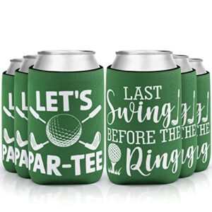 ciyvolyeen golf beer can cooler, bachelor party can sleeves neoprene insulator drink glasses cup holders for golfer gifts wedding outdoor activities supplies let’s par-tee 6pcs