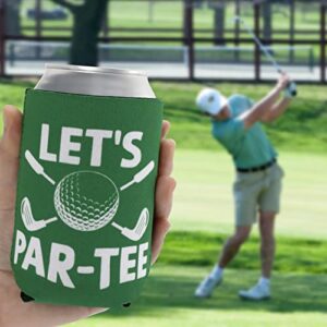 CiyvoLyeen Golf Beer Can Cooler, Bachelor Party Can Sleeves Neoprene Insulator Drink Glasses Cup Holders for Golfer Gifts Wedding Outdoor Activities Supplies Let’s Par-Tee 6PCS