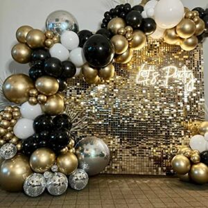 NISOCY Black and Gold Balloons Garland Arch Kit, 120 PCS 12in 10in 5in Metallic Gold Black White and Confetti Balloons for Graduation, Birthday, Wedding, Anniversary, Celebrations, Party Decoration