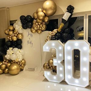 NISOCY Black and Gold Balloons Garland Arch Kit, 120 PCS 12in 10in 5in Metallic Gold Black White and Confetti Balloons for Graduation, Birthday, Wedding, Anniversary, Celebrations, Party Decoration