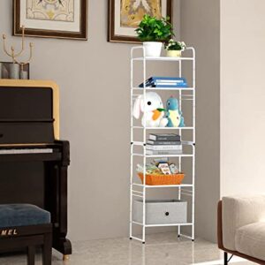 GEORIS 3-Tier Heavy Duty Metal Mesh Shelving Unit Storage Rack, Stackable Extendable Plant Stand Bathroom Organizer with Adjustable Shelf, White