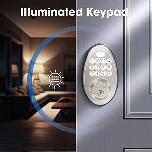 ELAMOR Keyless Entry Door Lock, Electronic Keypad Deadbolt, Auto Lock, 50 User Codes, Backlit Keypad & Easy Installation, Security IP54 Waterproof, Smart Lock for Front Door, Home, Apartment - M30 SN