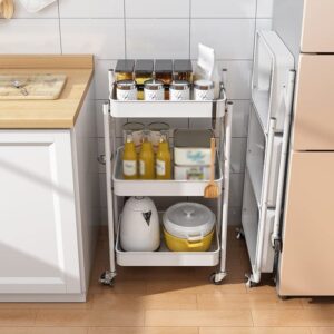 JYDQM Metal 3 Tier Folding Trolley Wheeled Kitchen Storage Shelf Trolley (Color : E, Size : 78cm*45cm)