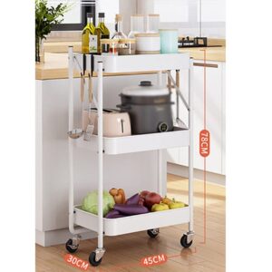 JYDQM Metal 3 Tier Folding Trolley Wheeled Kitchen Storage Shelf Trolley (Color : E, Size : 78cm*45cm)