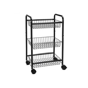 JYDQM 3 Tier Kitchen Trolley on Wheels with Handle Trolley for Kitchen Bathroom Cabinet White Black (Color : E, Size : 28.3cm*16.5cm)