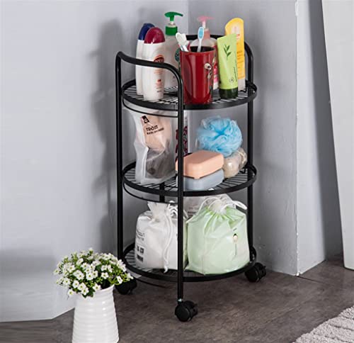 JYDQM 3 Layer Movable Kitchen Storage Rack Carbon Steel Bathroom Shelf with Wheels Space Saving Trolley Tools (Color : D, Size : 1pcs)