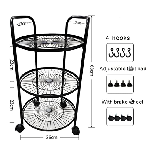 JYDQM 3 Layer Movable Kitchen Storage Rack Carbon Steel Bathroom Shelf with Wheels Space Saving Trolley Tools (Color : D, Size : 1pcs)