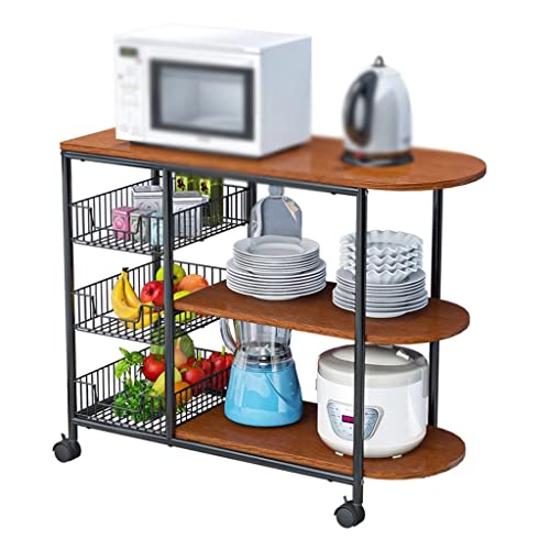 JYDQM Kitchen Furniture Multi-Layer Partition Multifunctional Storage cart with Wheeled Kitchen Trolley (Color : D, Size : 84cm*64cm)