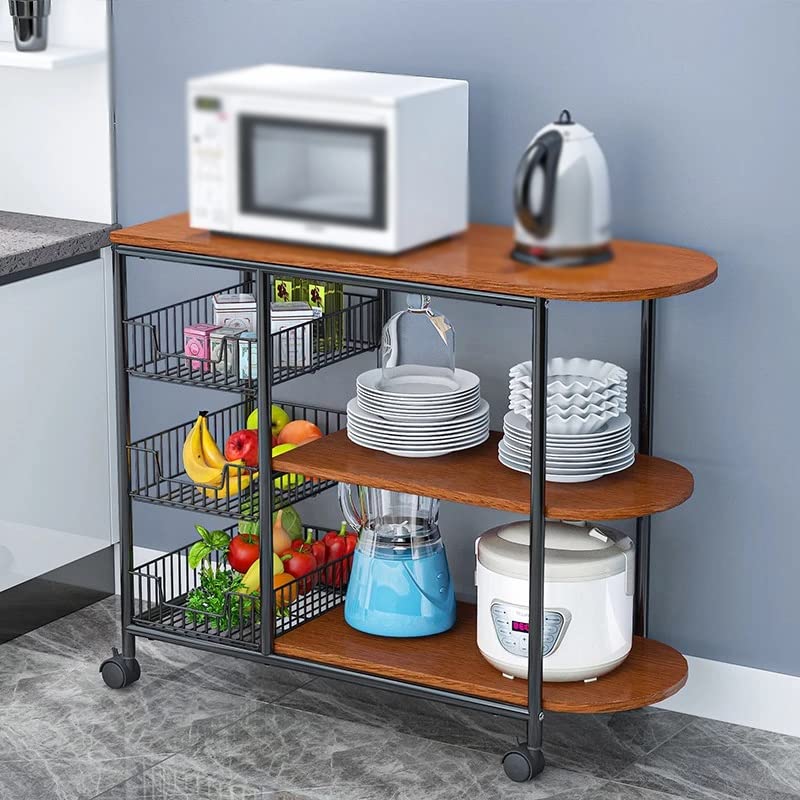 JYDQM Kitchen Furniture Multi-Layer Partition Multifunctional Storage cart with Wheeled Kitchen Trolley (Color : D, Size : 84cm*64cm)