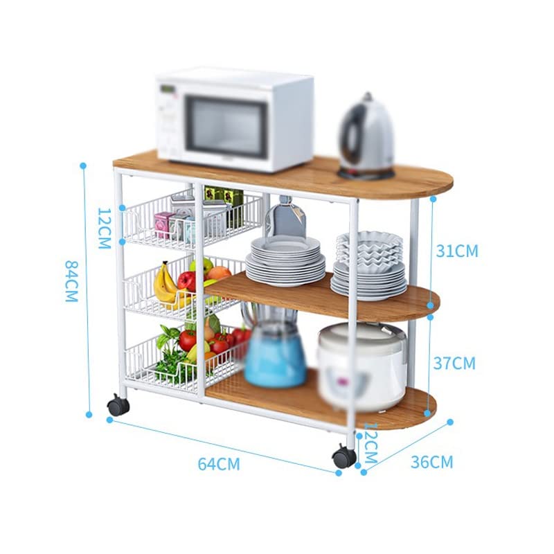 JYDQM Kitchen Furniture Multi-Layer Partition Multifunctional Storage cart with Wheeled Kitchen Trolley (Color : D, Size : 84cm*64cm)