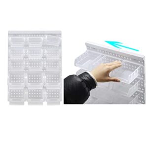 RIVTUN Transparent Garage Organizer Bins, 15PCS Wall Mounted Storage Small Parts Bins With White Pegboard to Store Nuts,Bolts, Screws, Nails