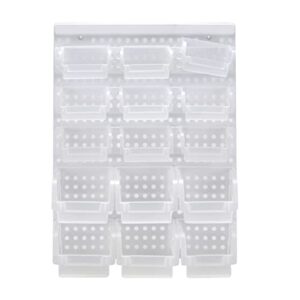 RIVTUN Transparent Garage Organizer Bins, 15PCS Wall Mounted Storage Small Parts Bins With White Pegboard to Store Nuts,Bolts, Screws, Nails