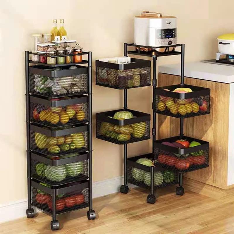 JYDQM Multi-Layer Kitchen Rack Storage Rack Vegetable and Fruit Basket Trolley Multi-Functional Kitchen Storage Rack (Color : D, Size : 80cm*35cm)