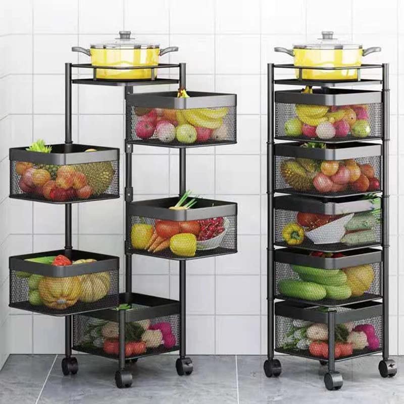 JYDQM Multi-Layer Kitchen Rack Storage Rack Vegetable and Fruit Basket Trolley Multi-Functional Kitchen Storage Rack (Color : D, Size : 80cm*35cm)