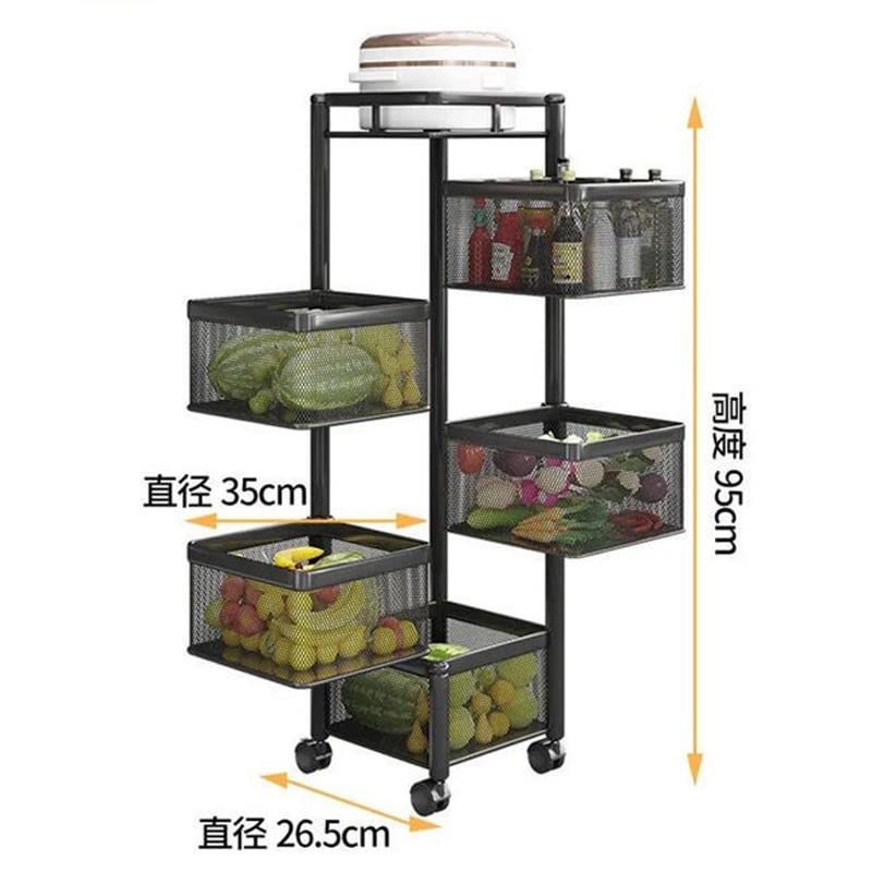 JYDQM Multi-Layer Kitchen Rack Storage Rack Vegetable and Fruit Basket Trolley Multi-Functional Kitchen Storage Rack (Color : D, Size : 80cm*35cm)