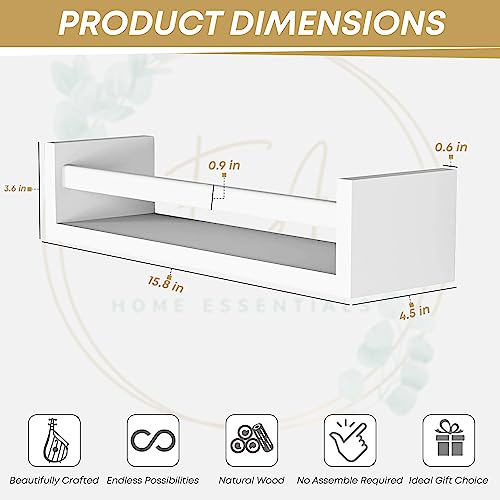 Nursery Book Shelves Set of 2, Wall Bookshelf for Kids Room, Painted Solid Wood Floating Bookshelves for Wall Nursery, Baby Bookshelf for Nursery, Nursery Shelves for Wall, Shelves for Nursery Decor