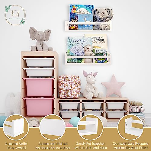 Nursery Book Shelves Set of 2, Wall Bookshelf for Kids Room, Painted Solid Wood Floating Bookshelves for Wall Nursery, Baby Bookshelf for Nursery, Nursery Shelves for Wall, Shelves for Nursery Decor