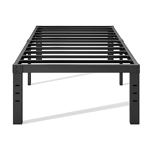 Caplisave 14-Inch High Metal Platform Bed Frame,Max 2000lbs Heavy Duty Metal Slat Support,Underbed Storage，Easy Assembly，No Box Spring Needed，Black,Twin