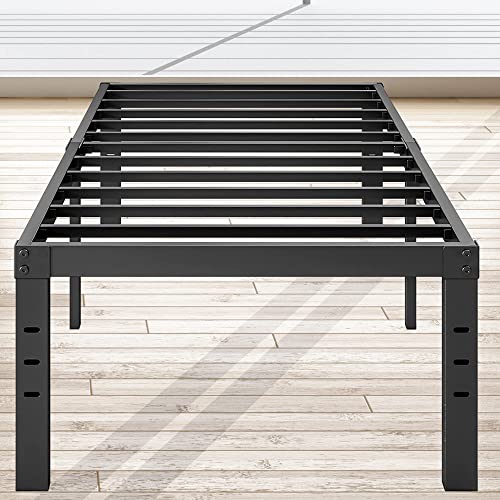 Caplisave 14-Inch High Metal Platform Bed Frame,Max 2000lbs Heavy Duty Metal Slat Support,Underbed Storage，Easy Assembly，No Box Spring Needed，Black,Twin