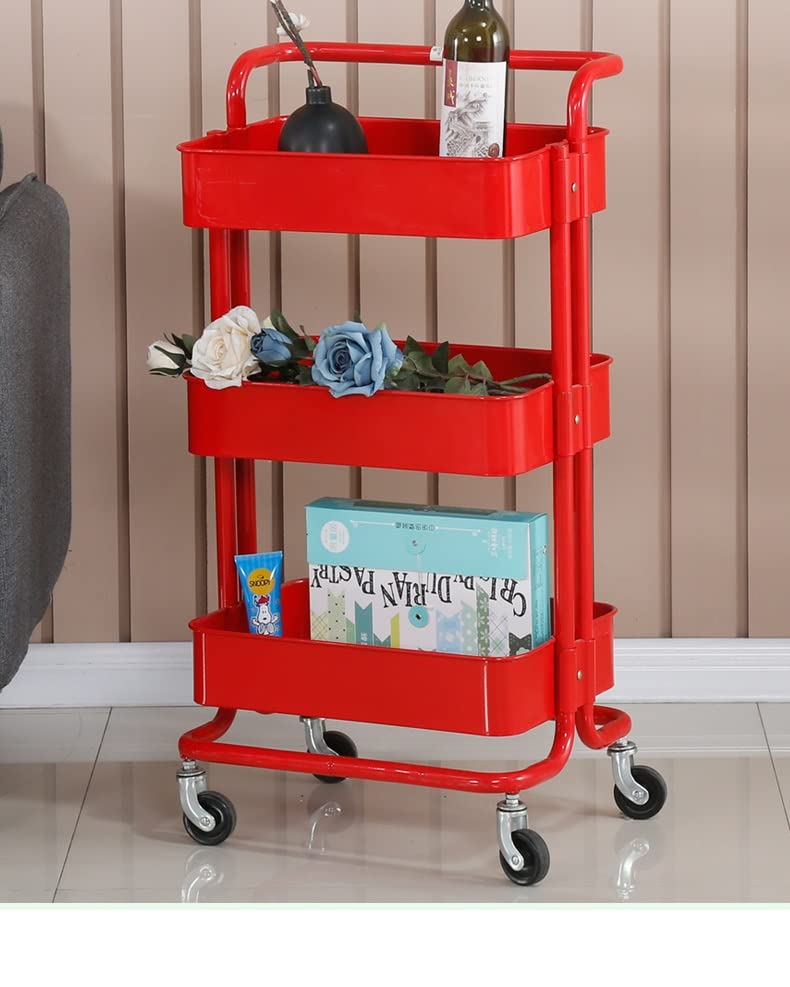 JYDQM Kitchen Rack Trolley Storage Rack Removable Wheeled Vegetable and Fruit Side Basket Storage Rack