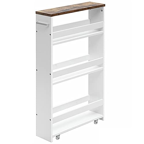 JYDQM 4-Layer Rolling -Thin Practical Storage Cart Tower Kitchen Storage Box Handle White Storage Cart