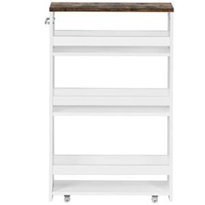 JYDQM 4-Layer Rolling -Thin Practical Storage Cart Tower Kitchen Storage Box Handle White Storage Cart