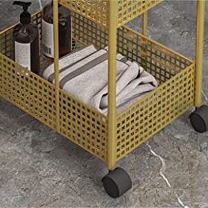 JYDQM Iron Rack Bedroom Kitchen Metal Mobile Bathroom Storage Rack Wheeled Trolley Gold Kitchen Cart Kitchen Island (Color : Gray, Size : 40x29x96)