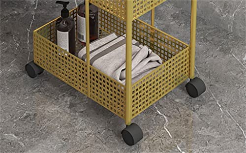 JYDQM Iron Rack Bedroom Kitchen Metal Mobile Bathroom Storage Rack Wheeled Trolley Gold Kitchen Cart Kitchen Island (Color : Gray, Size : 40x29x96)