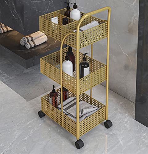 JYDQM Iron Rack Bedroom Kitchen Metal Mobile Bathroom Storage Rack Wheeled Trolley Gold Kitchen Cart Kitchen Island (Color : Gray, Size : 40x29x96)