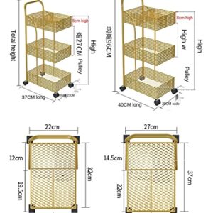 JYDQM Iron Rack Bedroom Kitchen Metal Mobile Bathroom Storage Rack Wheeled Trolley Gold Kitchen Cart Kitchen Island (Color : Gray, Size : 40x29x96)