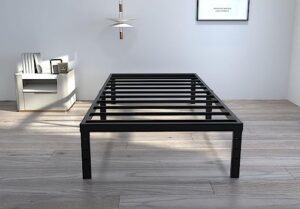 joceret twin xl 14 inch metal bed frame with sturdy, heavy duty,stable structure,easy assembly,bedroom,guest room,no box spring needed, iron,child,black