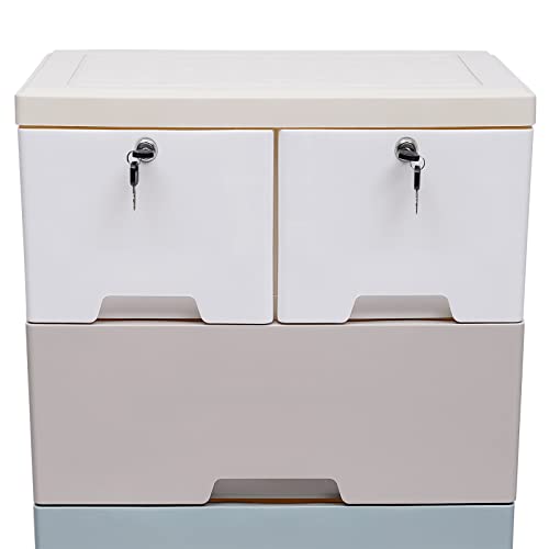 Gdrasuya10 Plastic Dresser Storage Cabinet with 6 Drawers Dressers Storage Cabinet Tall Dresser Organizer for Clothes Closet Bedroom Living Room Entryway Playroom Furniture, Beige