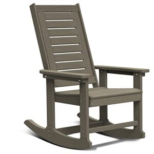 briopaws patio rocking chair wood grain, all-weather oversized outdoor rocker, hdpe plastic wood texture rocking chairs w/high back for front porch outside indoor living room backyard balcony