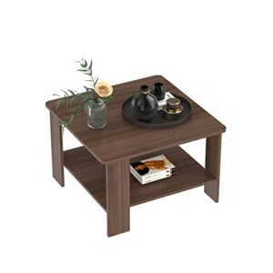 wahey coffee table, 2-tier simple living room table with storage shelf, lrct001