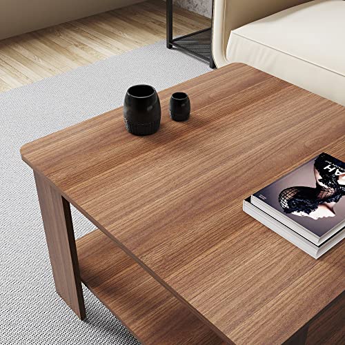 WAHEY Coffee Table, 2-Tier Simple Living Room Table with Storage Shelf, LRCT001