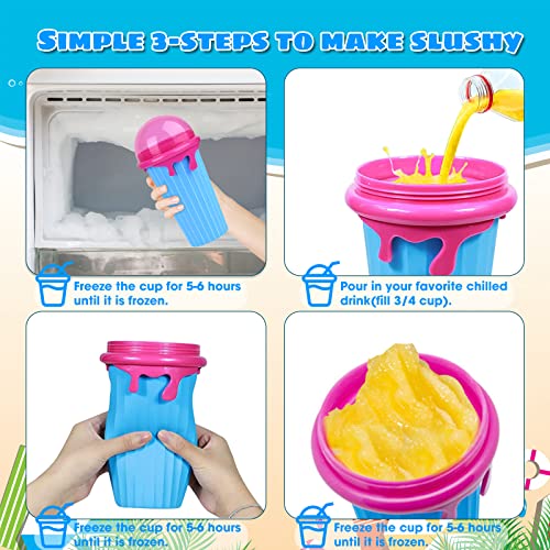 Slushie Maker Cup, TIKTOK Slushy Cup Magic Quick Frozen Smoothies Cup 2 Pack, 500ml Slushie Cup Homemade Milk Shake Ice Cream Maker Cooling Cup DIY for Family